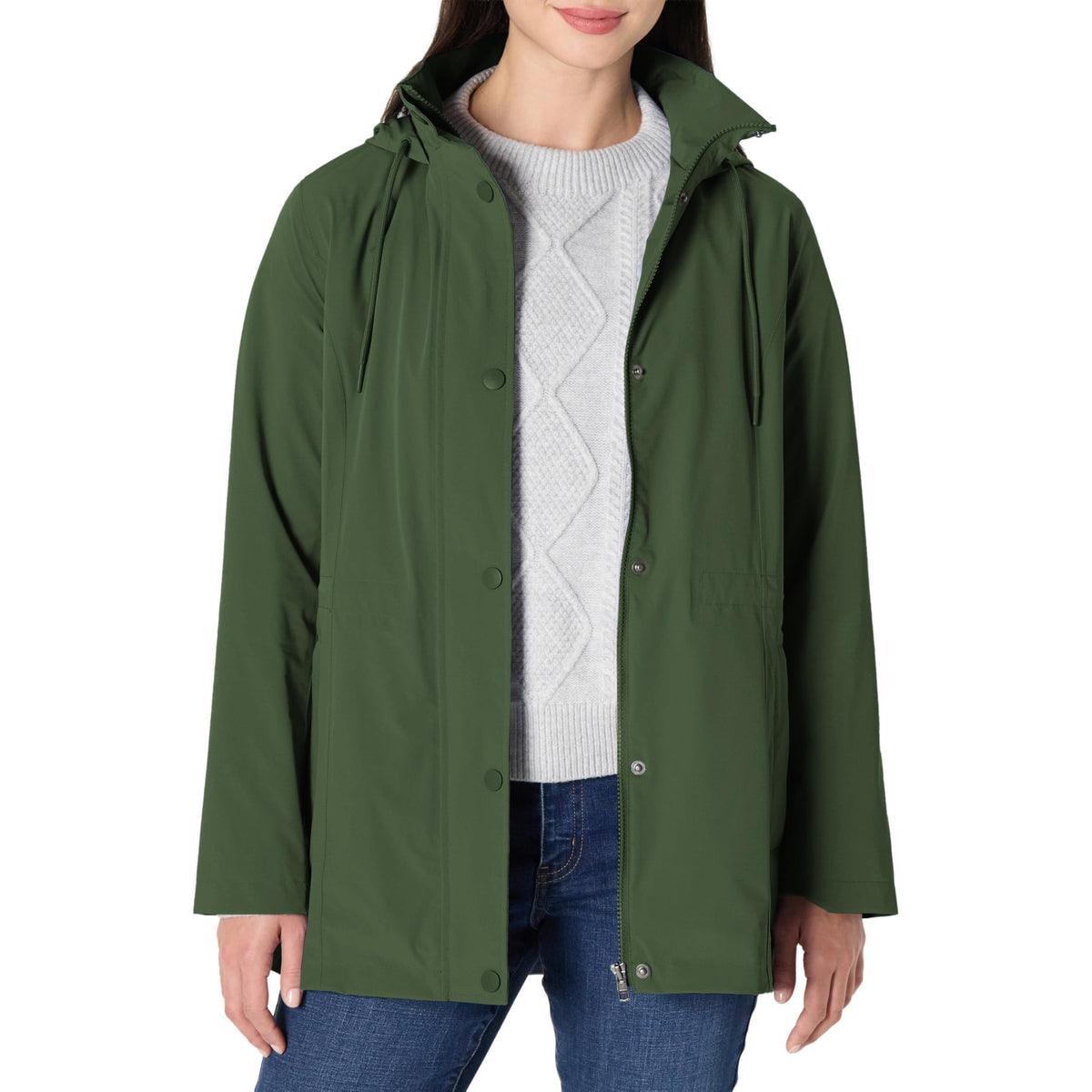 Amazon Essentials Women's Regular-Fit Lightweight Waterproof Long Hooded Rain Jacket