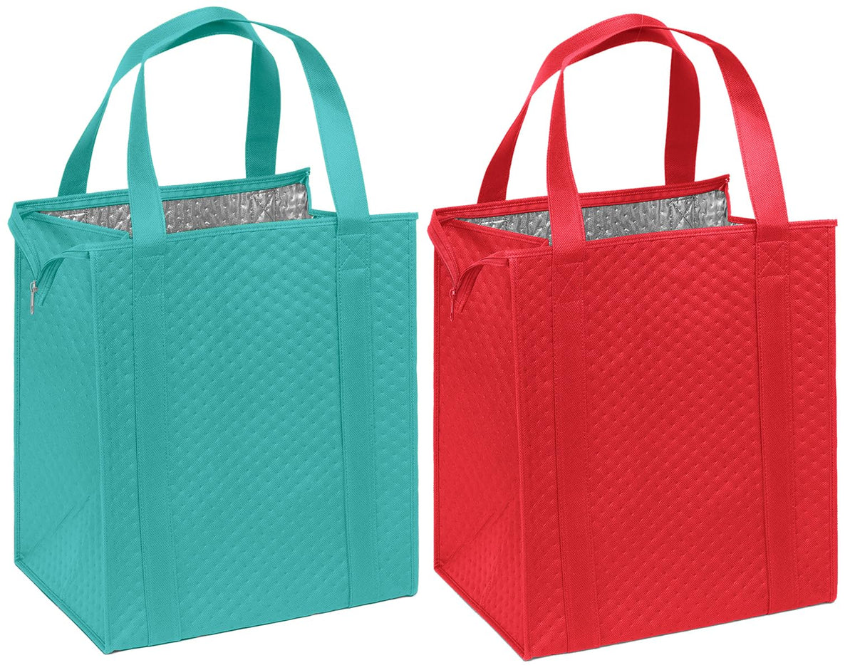 Mediz Hannah Direct Large Capacity Heavy Duty Insulated Smart Shopping Bag - Strong Reusable Grocery Tote 2 Pack