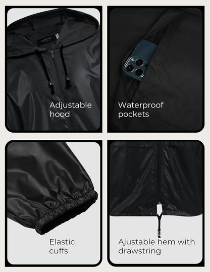 COOFANDY Mens Packable Rain Jacket Lightweight Waterproof Raincoat with Hood Outdoor Rain Gear Travel Hiking Cycling