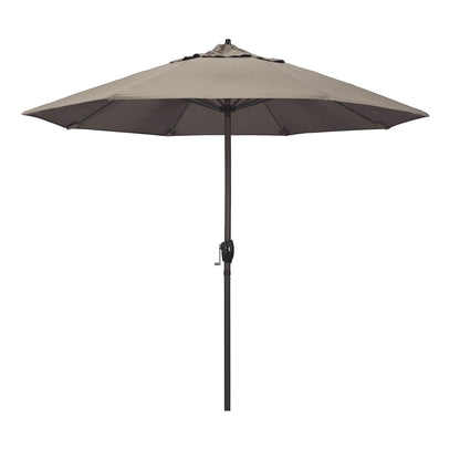 California Umbrella 9' Rd Sunbrella Aluminum Patio Umbrella, Crank Lift, Auto Tilt, Bronze Pole, Pacific Blue