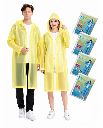 Rain Ponchos for Adults - 4 Pack Reusable EVA Waterproof Rain Jackets