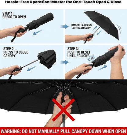 SIEPASA Windproof Travel Compact Umbrella-Automatic Umbrellas for Rain-Compact Folding Umbrella, Travel Umbrella Compact, Small Portable Windproof Umbrellas for Men Women Teenage. (Purple)