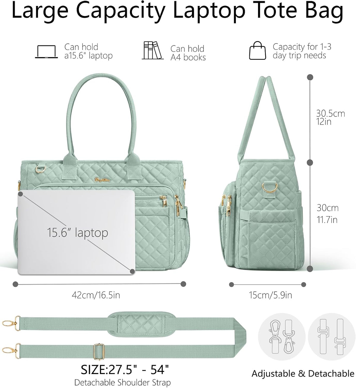 Bagstellar Teacher Tote Bag for Women, 15.6" Laptop Work Tote Computer Bag