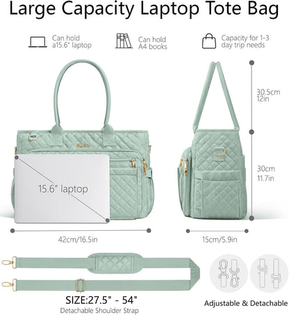Bagstellar Teacher Tote Bag for Women, 15.6" Laptop Work Tote Computer Bag