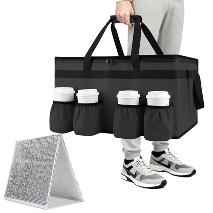 Insulated Food Delivery Bag with 4 Cup Holders, XXX-Large, Red