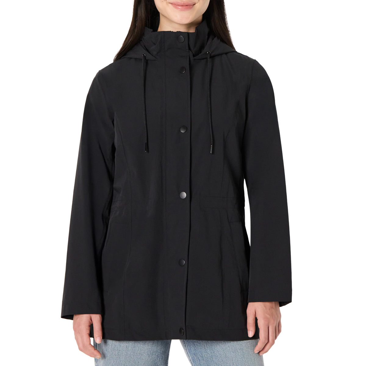 Amazon Essentials Women's Regular-Fit Lightweight Waterproof Long Hooded Rain Jacket