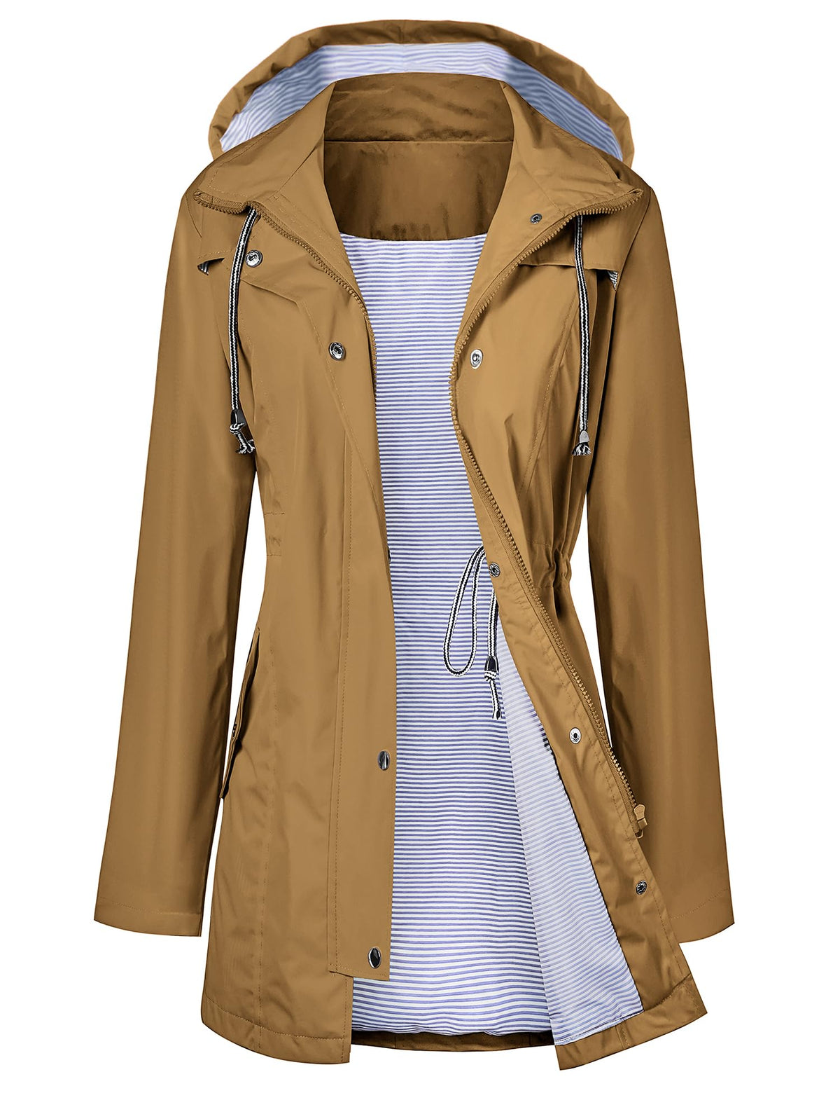 LOMON Raincoat Women Waterproof Long Hooded Trench Coats Lined Windbreaker Travel Jacket S-XXL