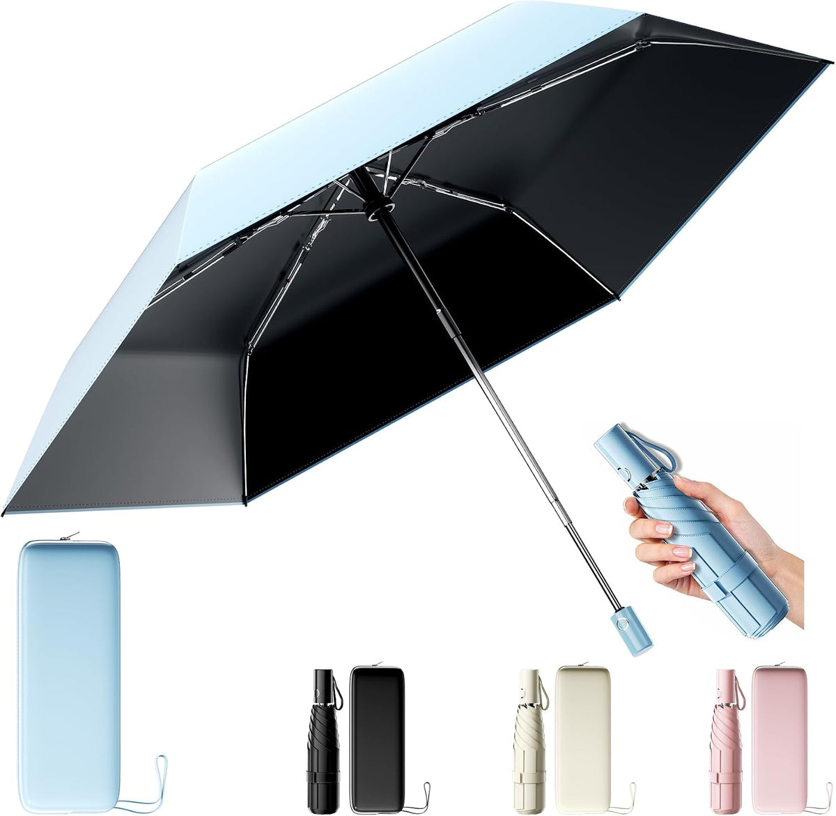Moorrlii UPF 50+ Compact Travel Umbrella, Windproof Automatic UV Umbrella