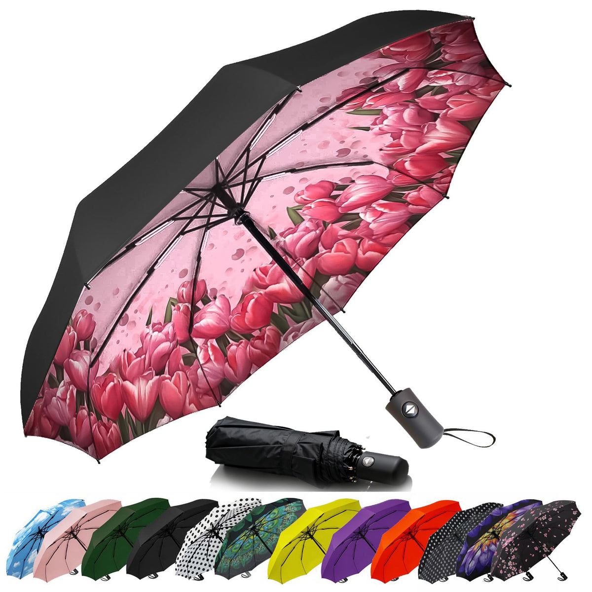 SIEPASA Windproof Travel Compact Umbrella-Automatic Umbrellas for Rain-Compact Folding Umbrella, Travel Umbrella Compact, Small Portable Windproof Umbrellas for Men Women Teenage. (Purple)