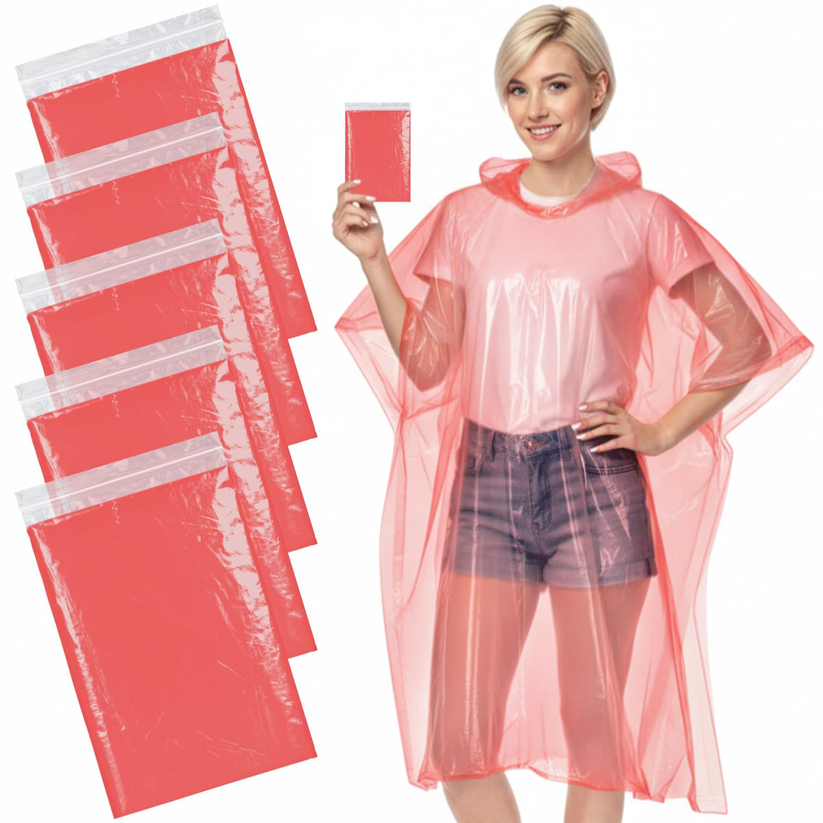 APEXUP Disposable Rain Ponchos for Adults, 5/10/50 Family Pack