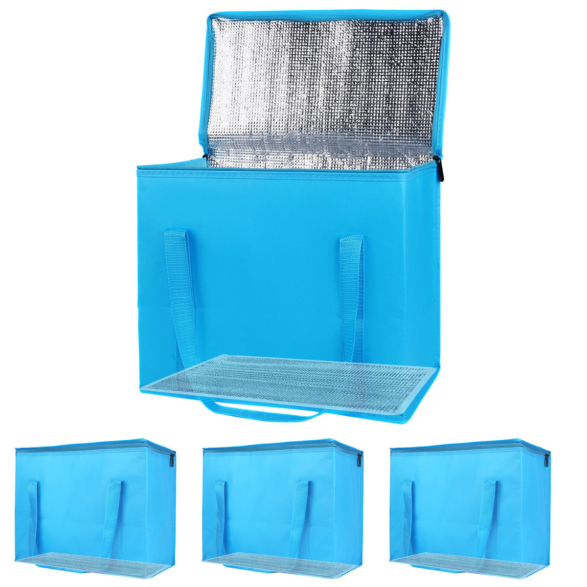 Bodaon 4-Pack Insulated Reusable Grocery Shopping Bag, X-Large Cooler, Blue