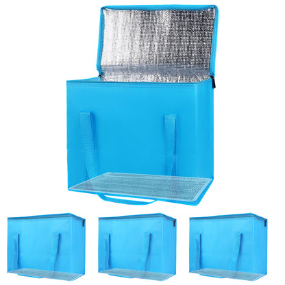 Bodaon 4-Pack Insulated Reusable Grocery Shopping Bag, X-Large Cooler, Blue
