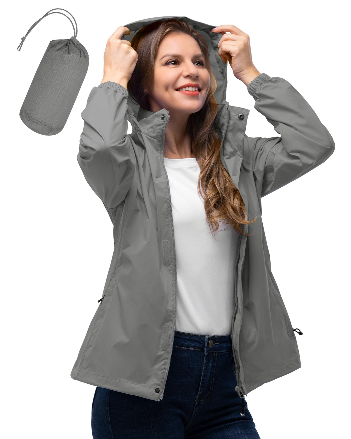 33,000ft Women's Rain Jacket Waterproof Lightweight Packable Raincoat