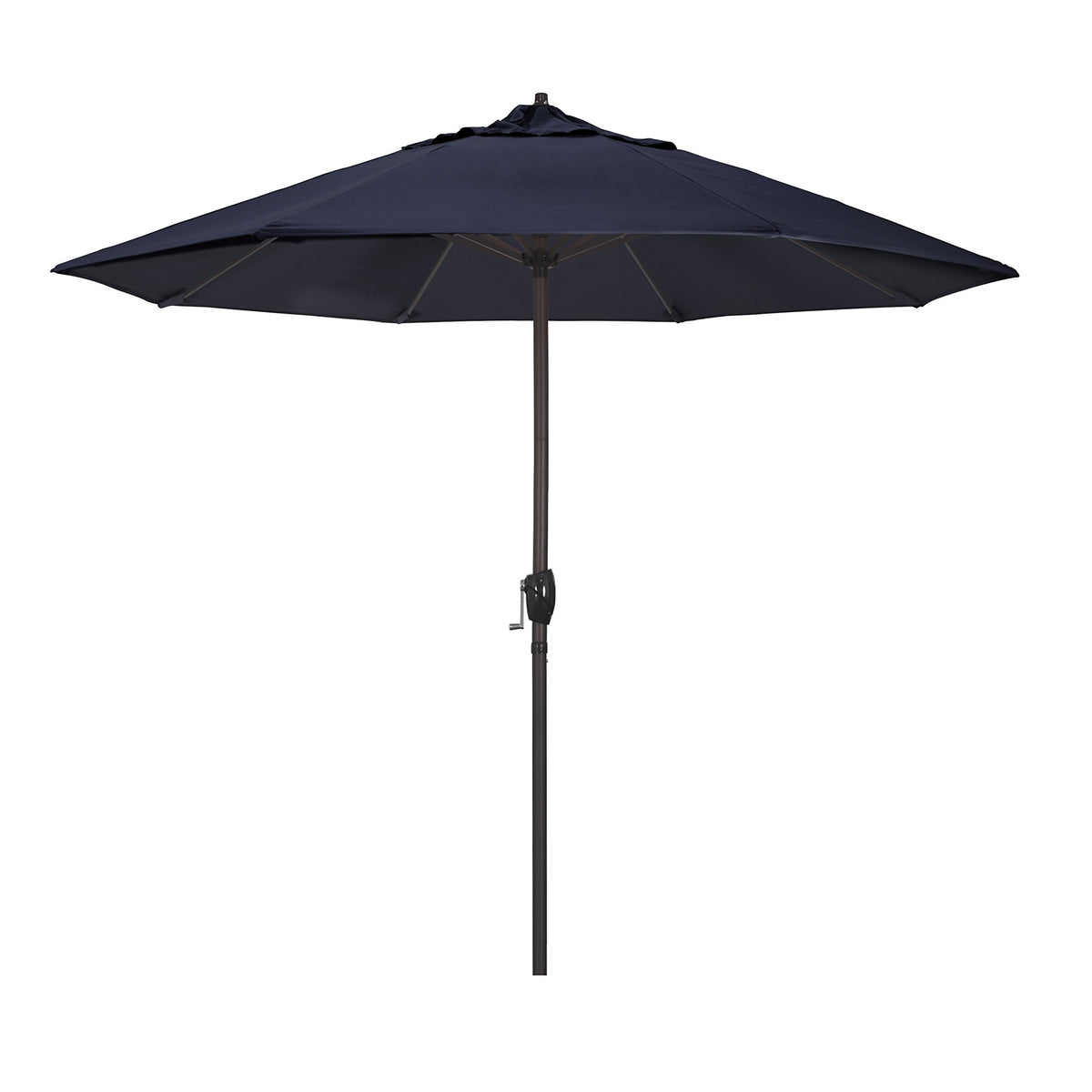 California Umbrella 9' Rd Sunbrella Aluminum Patio Umbrella, Crank Lift, Auto Tilt, Bronze Pole, Pacific Blue
