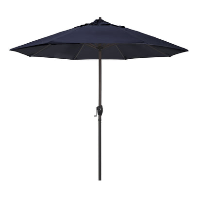 California Umbrella 9' Rd Sunbrella Aluminum Patio Umbrella, Crank Lift, Auto Tilt, Bronze Pole, Pacific Blue