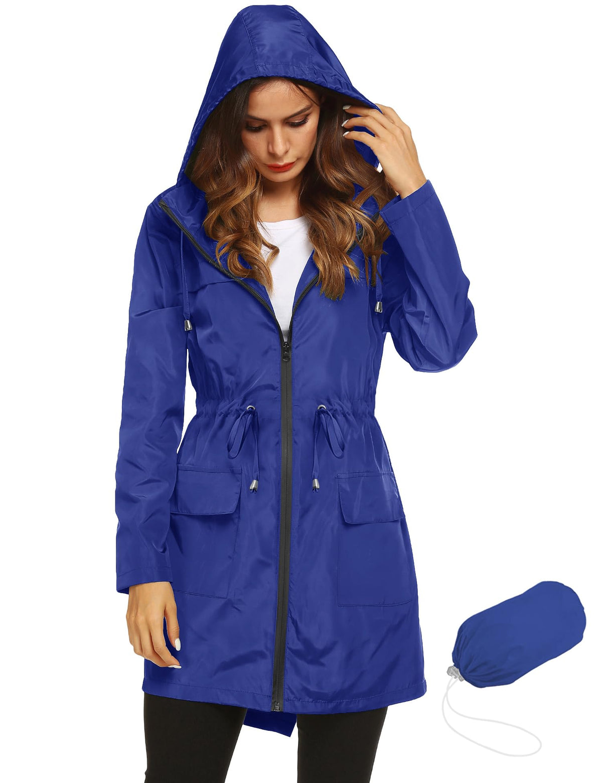 Lomon Women Waterproof Lightweight Rain Jacket Active Outdoor Hooded Raincoat