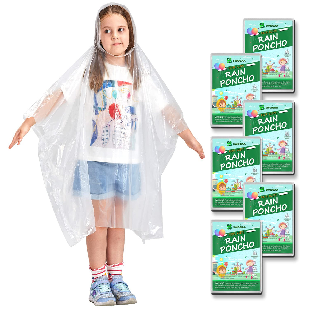 Disposable Rain Ponchos for Kids & Adults 6/10 Pack Extra Thick