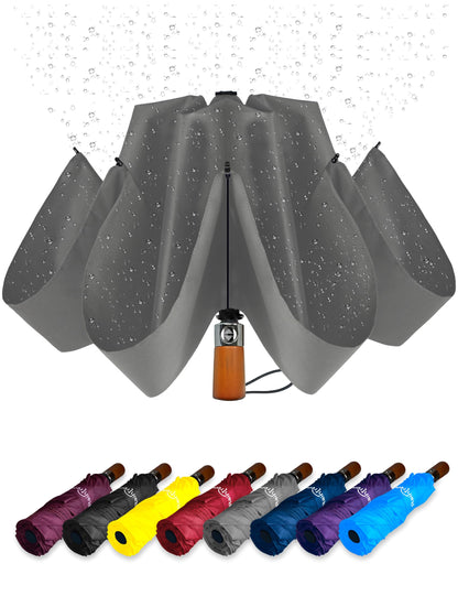 Raintrend Windproof Travel Umbrellas for Rain Automatic +10% Bigger Canopy Strong Frame Compact Folding Portable Umbrella for Women Men Backpack Purse