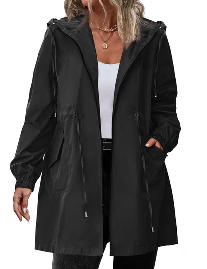 IN'VOLAND Women's Rain Jacket Plus Size Long Raincoat Waterproof Jackets