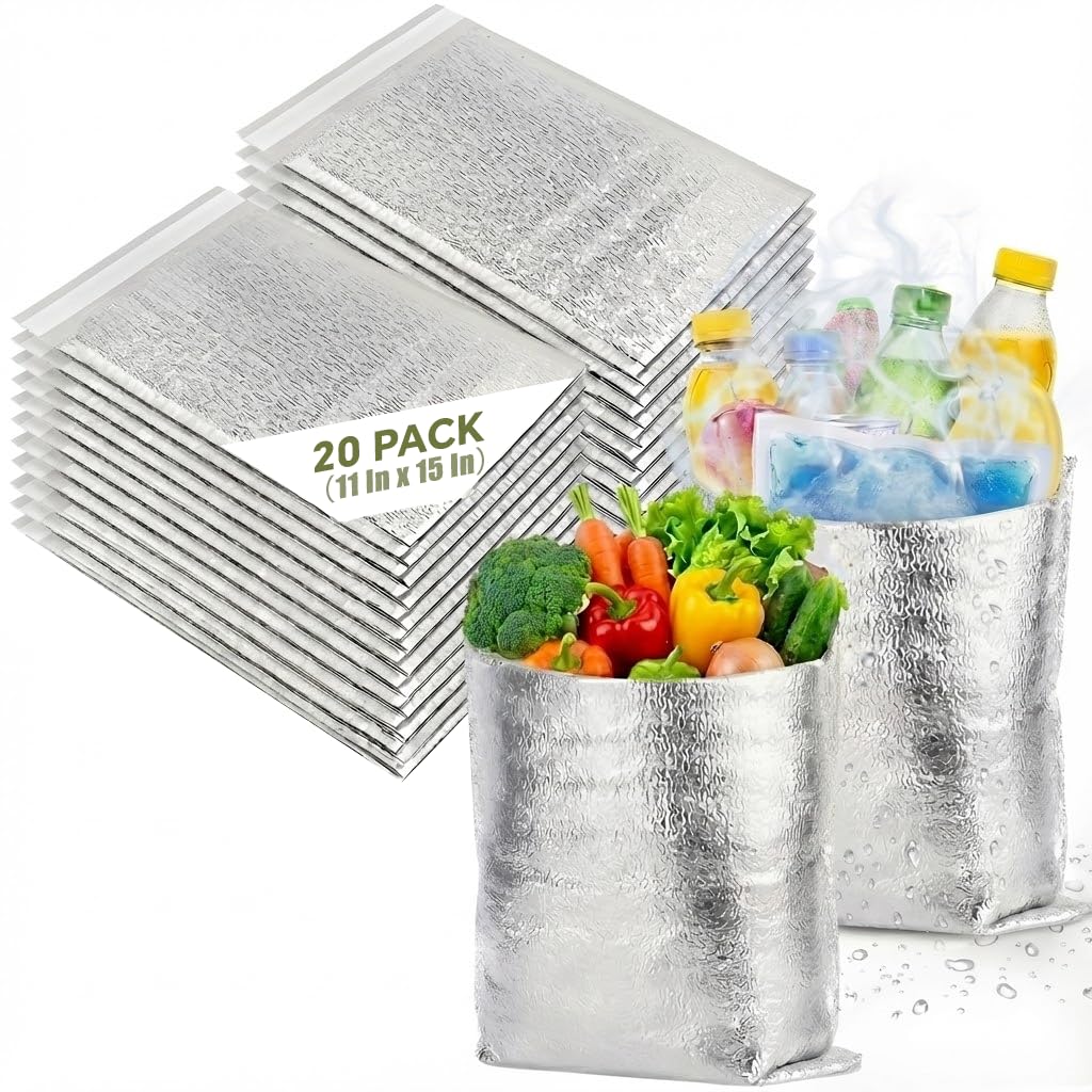 Smilco 20-Pack Insulated Shipping Bags, 11 x 15-Inch Thermal Liners