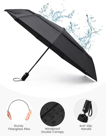 G4Free 42 Inch Travel Umbrella, Compact Vented Windproof Umbrella for Rain