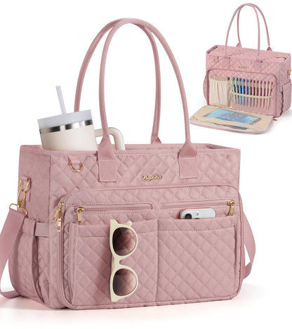 Bagstellar Teacher Tote Bag for Women, 15.6" Laptop Work Tote Computer Bag