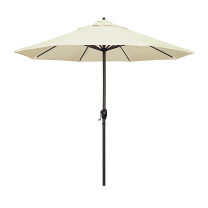 California Umbrella 9' Rd Sunbrella Aluminum Patio Umbrella, Crank Lift, Auto Tilt, Bronze Pole, Pacific Blue