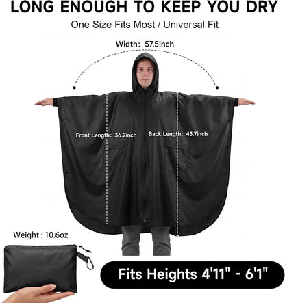 Lightweight Rain Poncho Waterproof Rain Ponchos for Adults Portable Raincoat Adult Ponchos with Hood for Outdoor