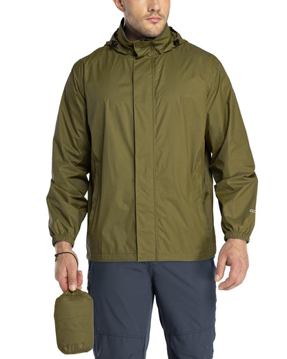 33,000ft Men's Packable Rain Jacket Lightweight Waterproof Golf Raincoat