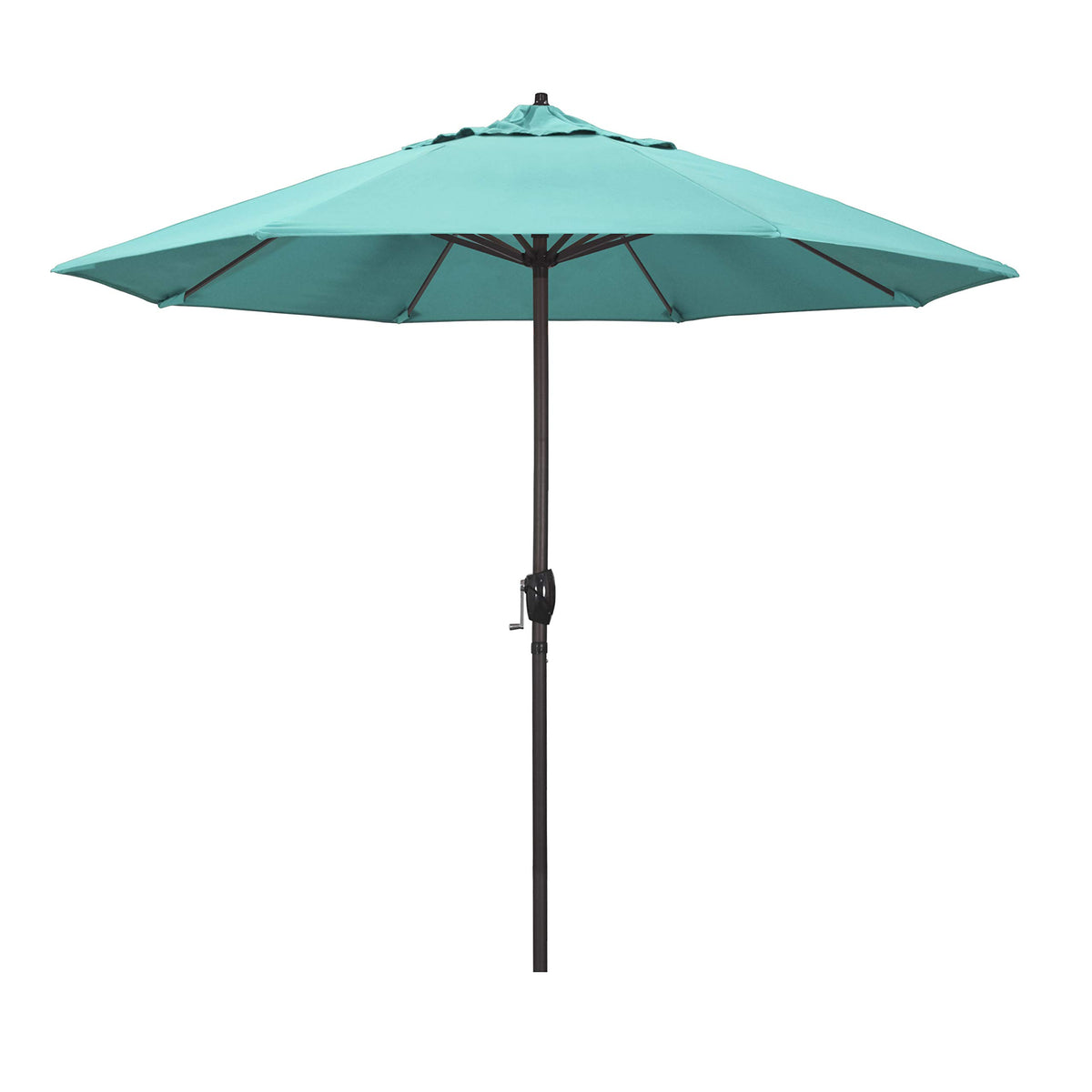 California Umbrella 9' Rd Sunbrella Aluminum Patio Umbrella, Crank Lift, Auto Tilt, Bronze Pole, Pacific Blue