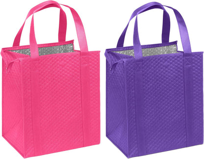Mediz Hannah Direct Large Capacity Heavy Duty Insulated Smart Shopping Bag - Strong Reusable Grocery Tote 2 Pack