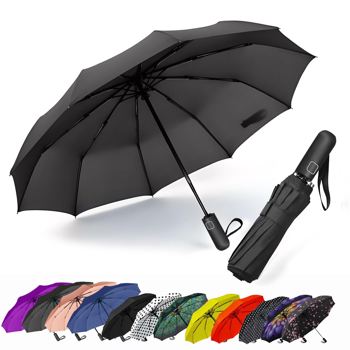 SIEPASA Windproof Travel Compact Umbrella-Automatic Umbrellas for Rain-Compact Folding Umbrella, Travel Umbrella Compact, Small Portable Windproof Umbrellas for Men Women Teenage. (Purple)