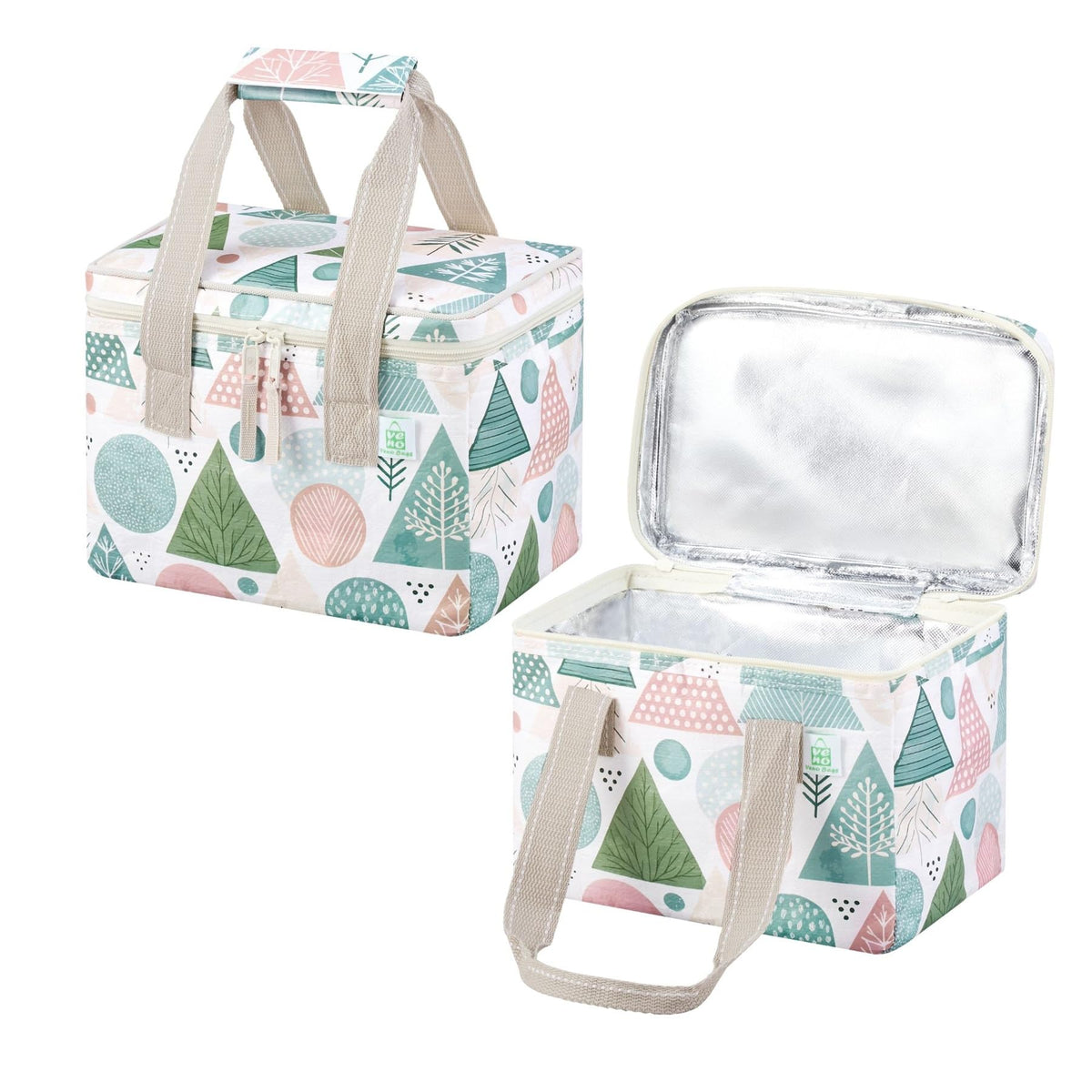 VENO 2 Pack Insulated Grocery Bags, Hard Bottom, Light Blue