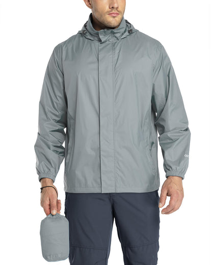 33,000ft Men's Packable Rain Jacket Lightweight Waterproof Golf Raincoat