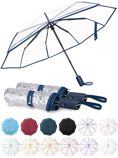 PTEROMY Windproof Travel Umbrellas for Rain and Sun, Withstands 85MPH Winds Auto Open Close Folding Umbrella with Ergonomic Handle, Quick Dry Canopy for Commuting or Backpack