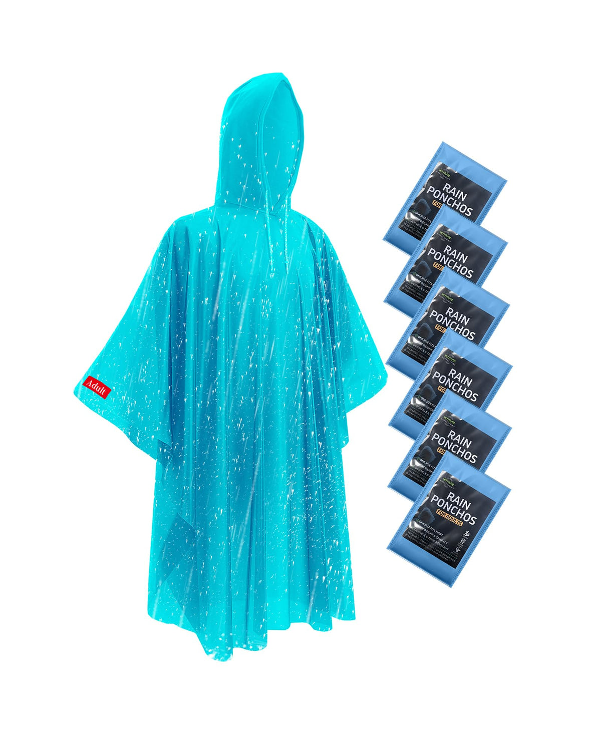 Hitituto Rain Ponchos for Adults - Extra Long Emergency Poncho with Hood, 6/12/24 Family Pack Raincoat, Home Survival Kits