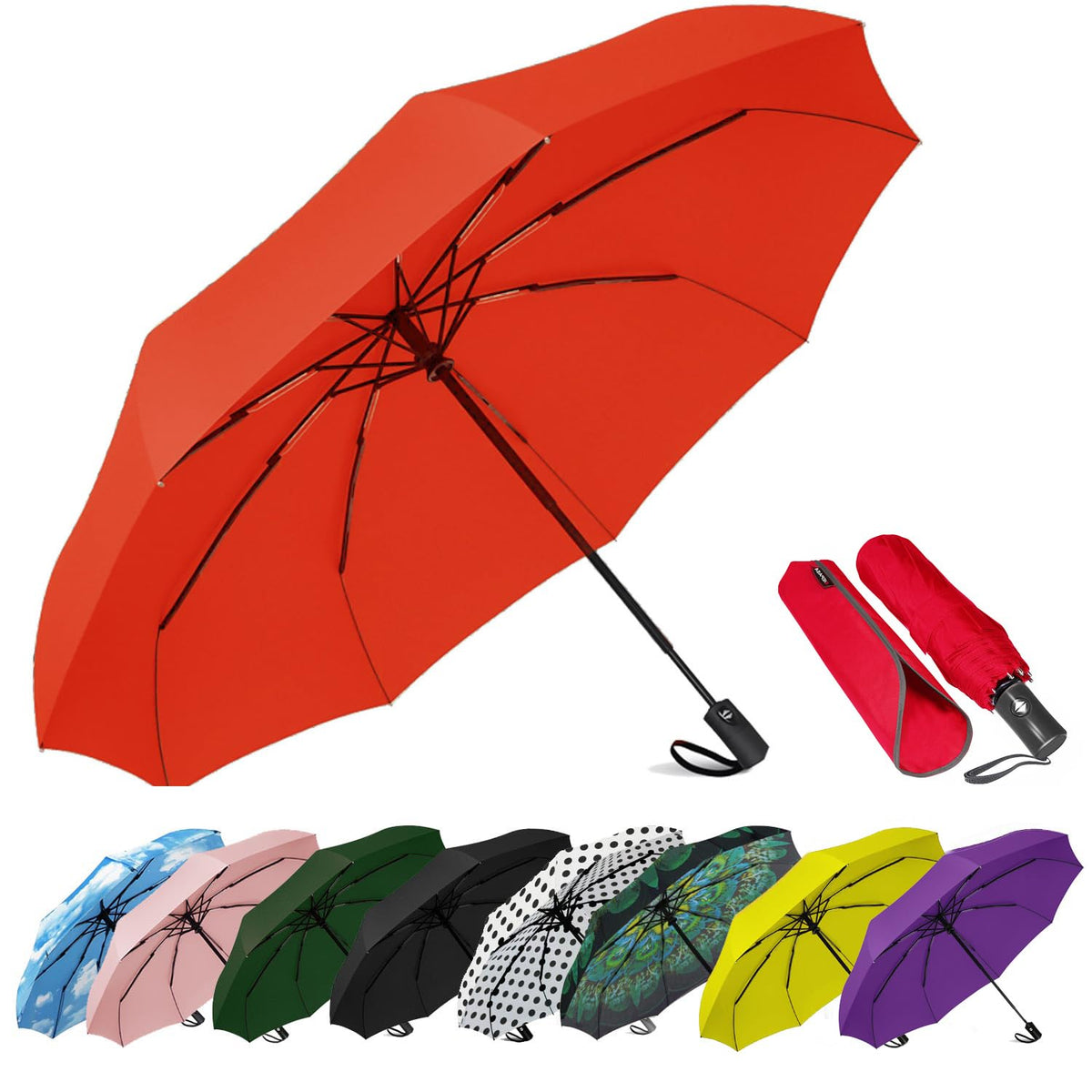 SIEPASA Windproof Travel Compact Umbrella-Automatic Umbrellas for Rain-Compact Folding Umbrella, Travel Umbrella Compact, Small Portable Windproof Umbrellas for Men Women Teenage. (Purple)