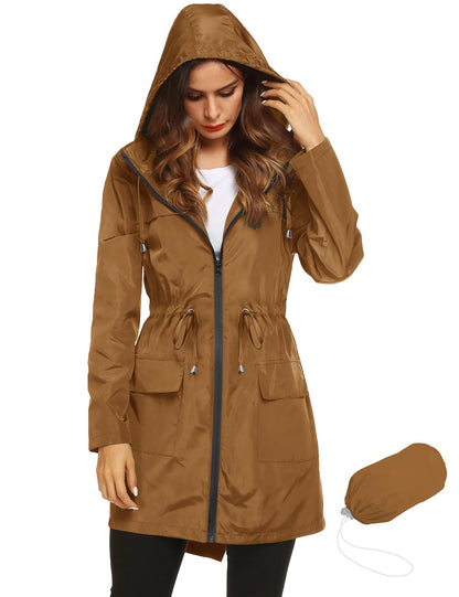 Lomon Women Waterproof Lightweight Rain Jacket Active Outdoor Hooded Raincoat