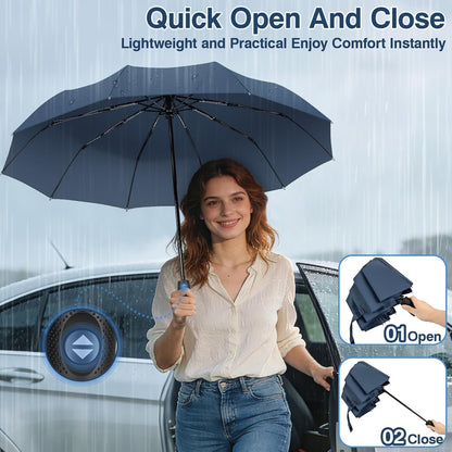 ZOMAKE Travel Umbrella Compact - 10 Ribs Portable Collapsible Umbrellas for Rain Windproof - Paraguas Automatic Small Folding Umbrella Lightweight Packable Umbrella for Women Men