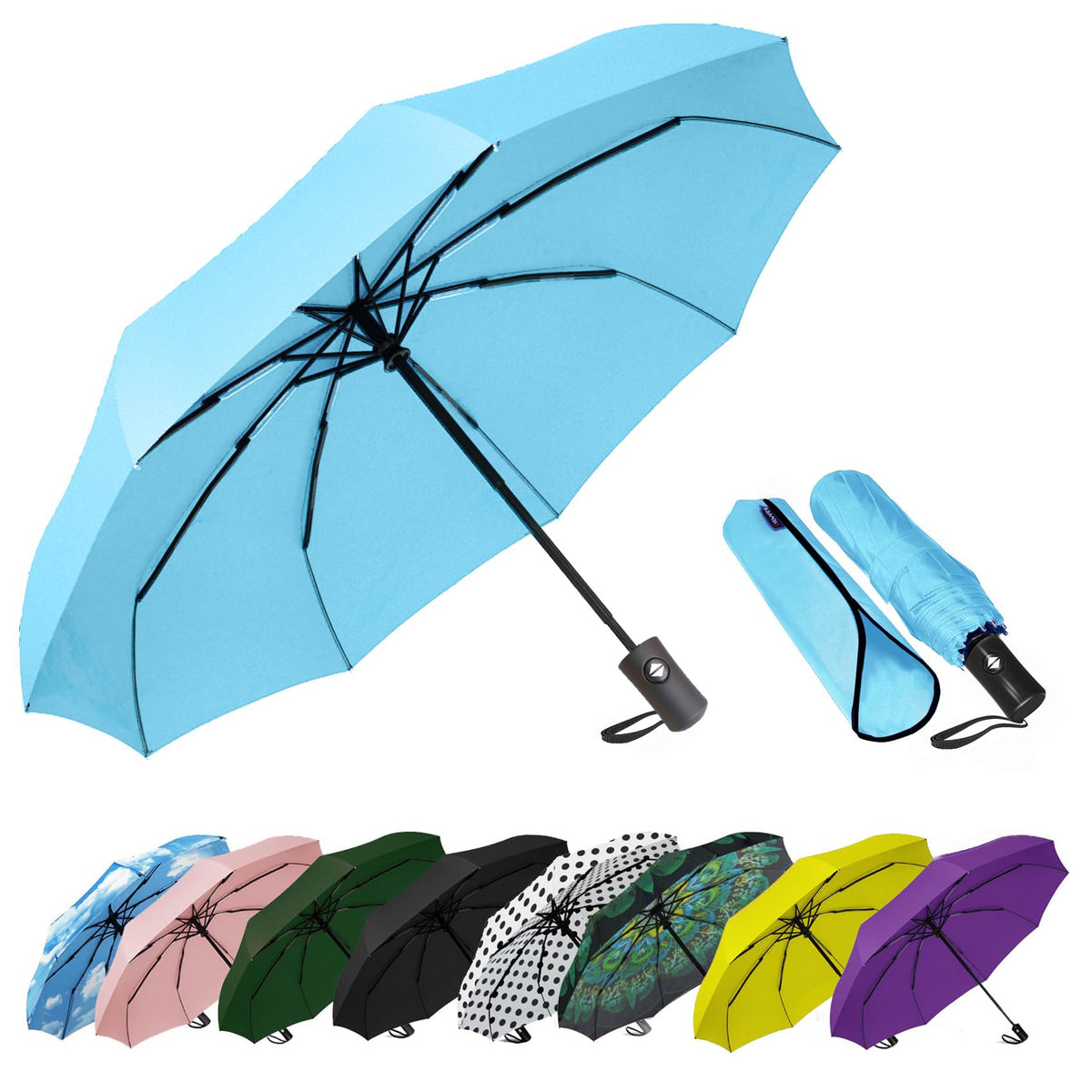 SIEPASA Windproof Travel Compact Umbrella-Automatic Umbrellas for Rain-Compact Folding Umbrella, Travel Umbrella Compact, Small Portable Windproof Umbrellas for Men Women Teenage. (Purple)