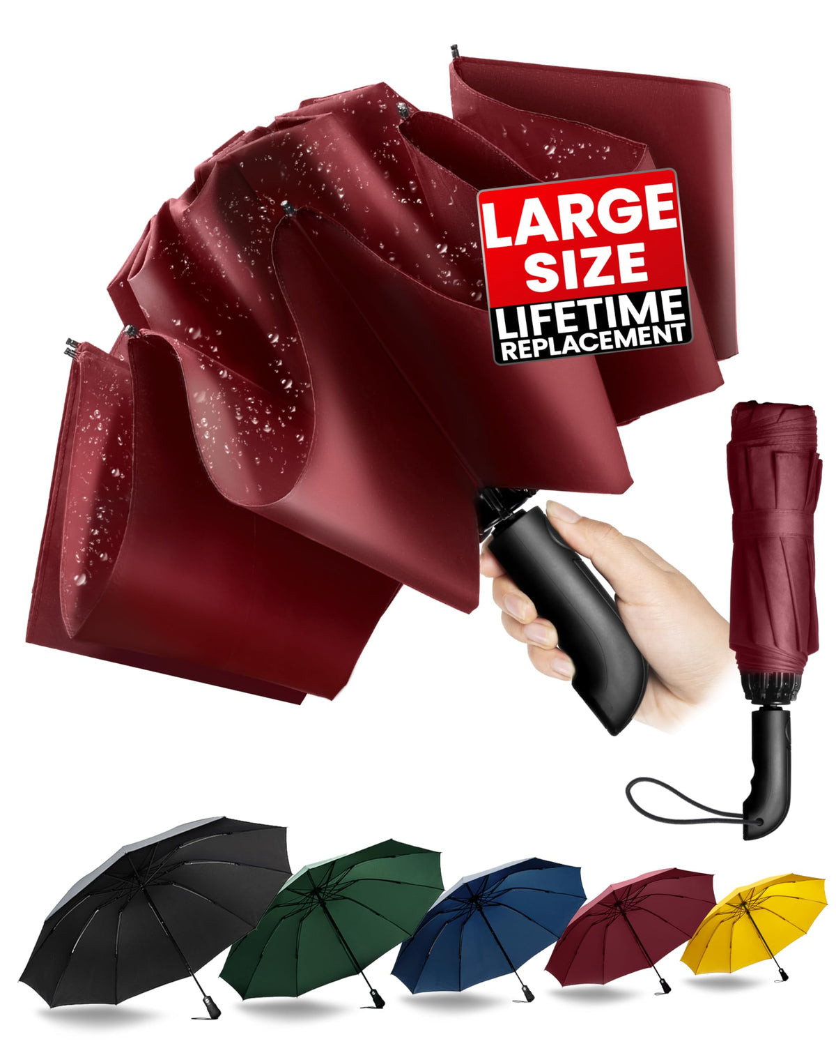Conlun Travel Inverted Umbrella Compact Windproof- Automatic reverse Umbrellas for Rain - Folding Portable 10 Ribs Large Umbrella