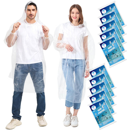 TUNCHMO Disposable Rain Ponchos for Adults & Kids 4/6/10 Pack Extra Thick