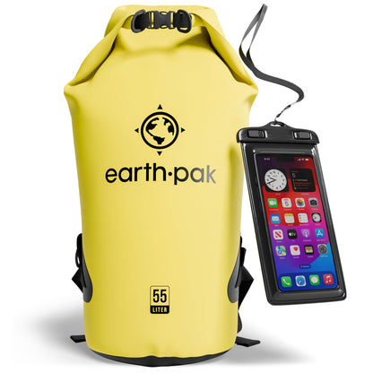Earth Pak Waterproof Dry Bag - Roll Top Waterproof Backpack Sack Keeps Gear Dry for Kayak with Waterproof Phone Case