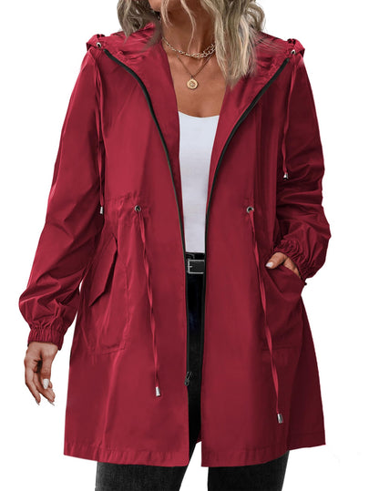 IN'VOLAND Women's Rain Jacket Plus Size Long Raincoat Waterproof Jackets