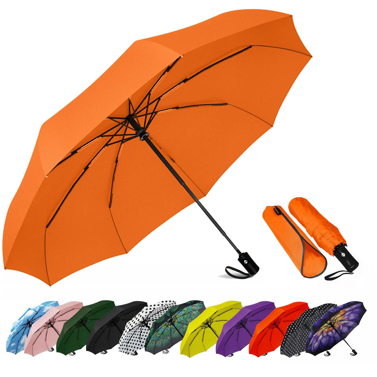 SIEPASA Windproof Travel Compact Umbrella-Automatic Umbrellas for Rain-Compact Folding Umbrella, Travel Umbrella Compact, Small Portable Windproof Umbrellas for Men Women Teenage. (Purple)