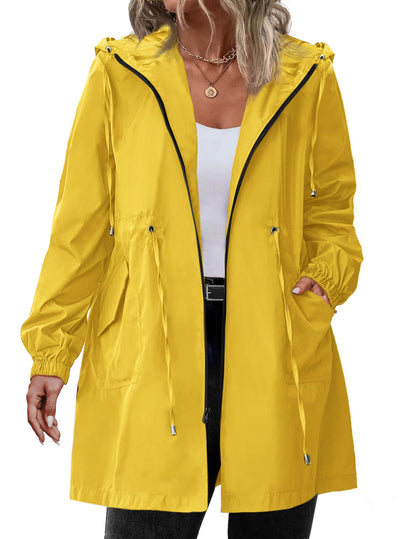 IN'VOLAND Women's Rain Jacket Plus Size Long Raincoat Waterproof Jackets