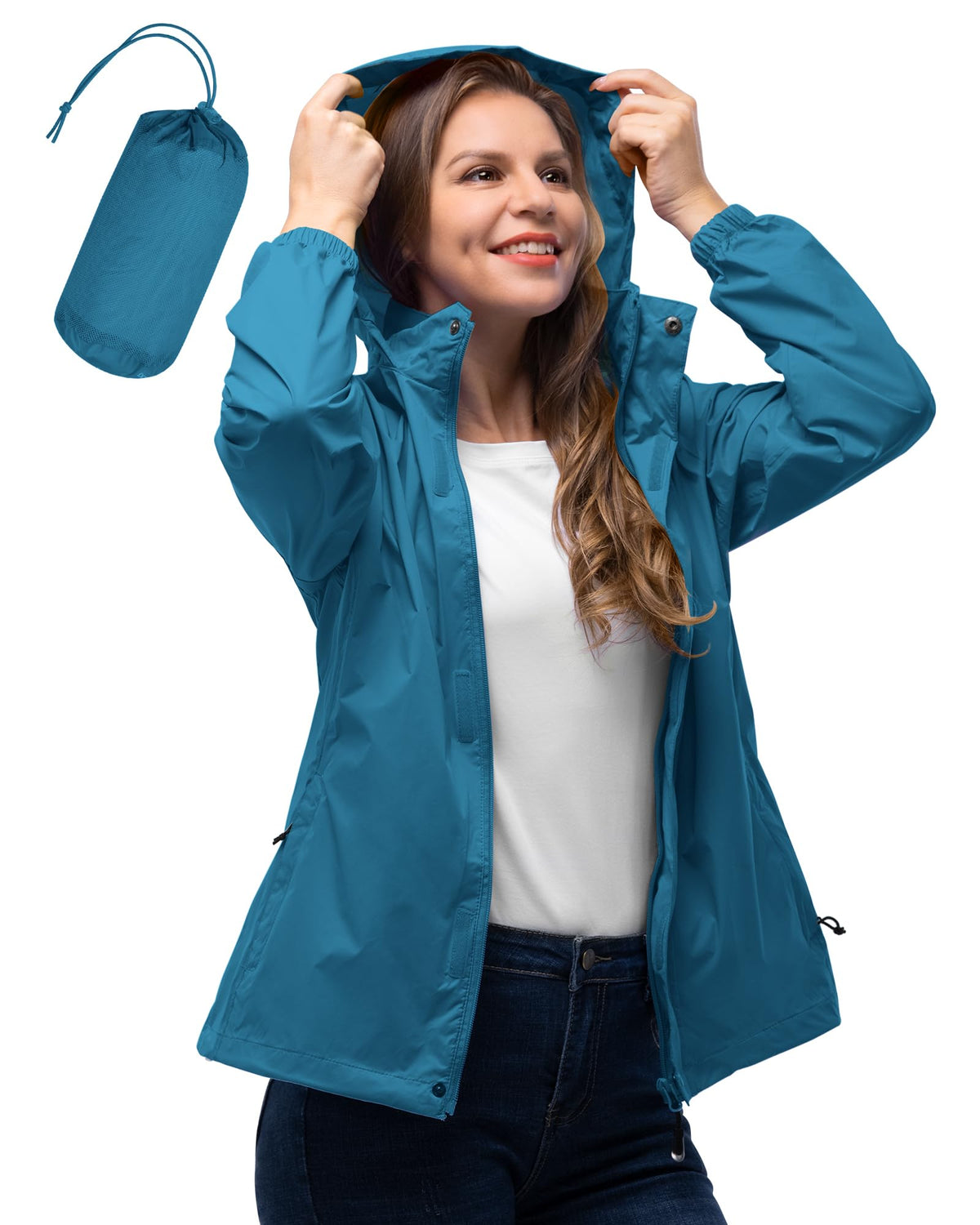 33,000ft Women's Rain Jacket Waterproof Lightweight Packable Raincoat