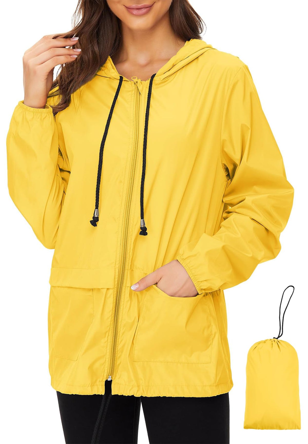 Zando Lightweight Rain Jacket Women Packable Waterproof Raincoat with Hood
