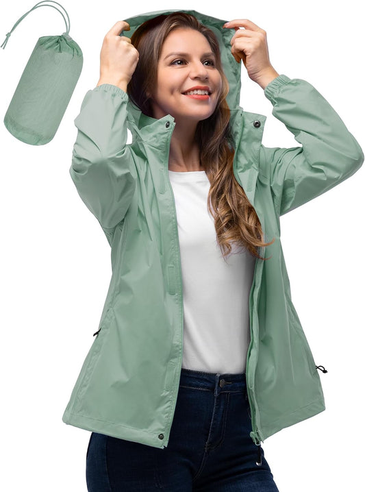 33,000ft Women's Rain Jacket Waterproof Lightweight Packable Raincoat