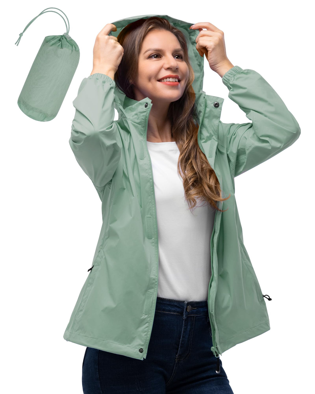 33,000ft Women's Rain Jacket Waterproof Lightweight Packable Raincoat